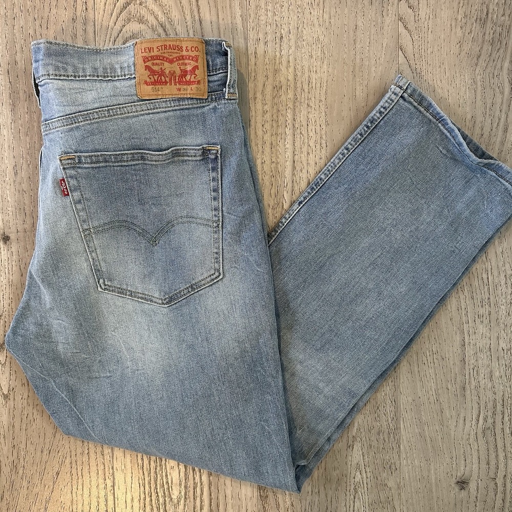 Levis 514 Mens Jeans 36X30 Blue Straight Cotton Medium Wash‎ Denim Inseam 26"